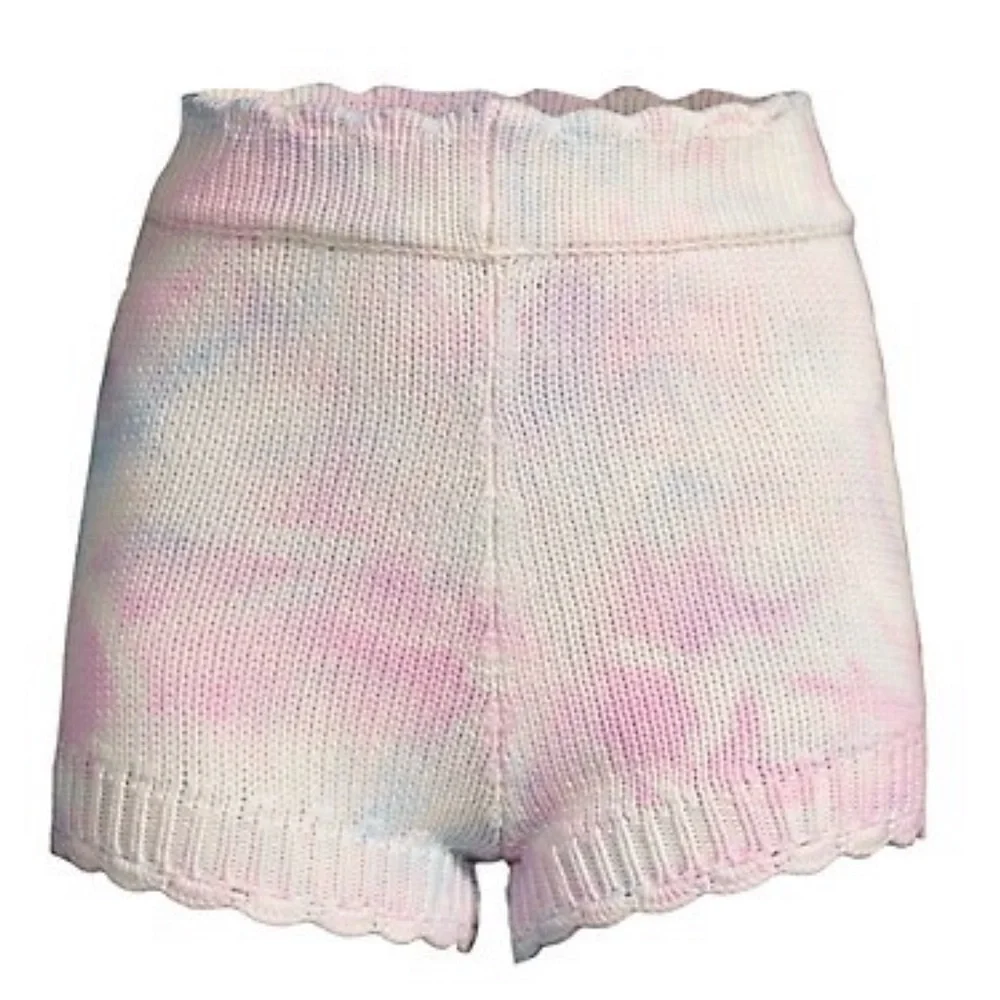 ๐ Karrisa Tie Dye Knit Scallop Shorts, Size L, Pink, White & Blue - Picture 17 of 17